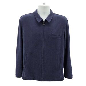 Allegri Italy Mens Large Jacket Zipper Collared Navy Blue Corduroy Lightweight